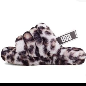 UGG Fluff Yeah Slide Panther Print Trendy Indoor Outdoor Slipper 'Stormy Grey' 7